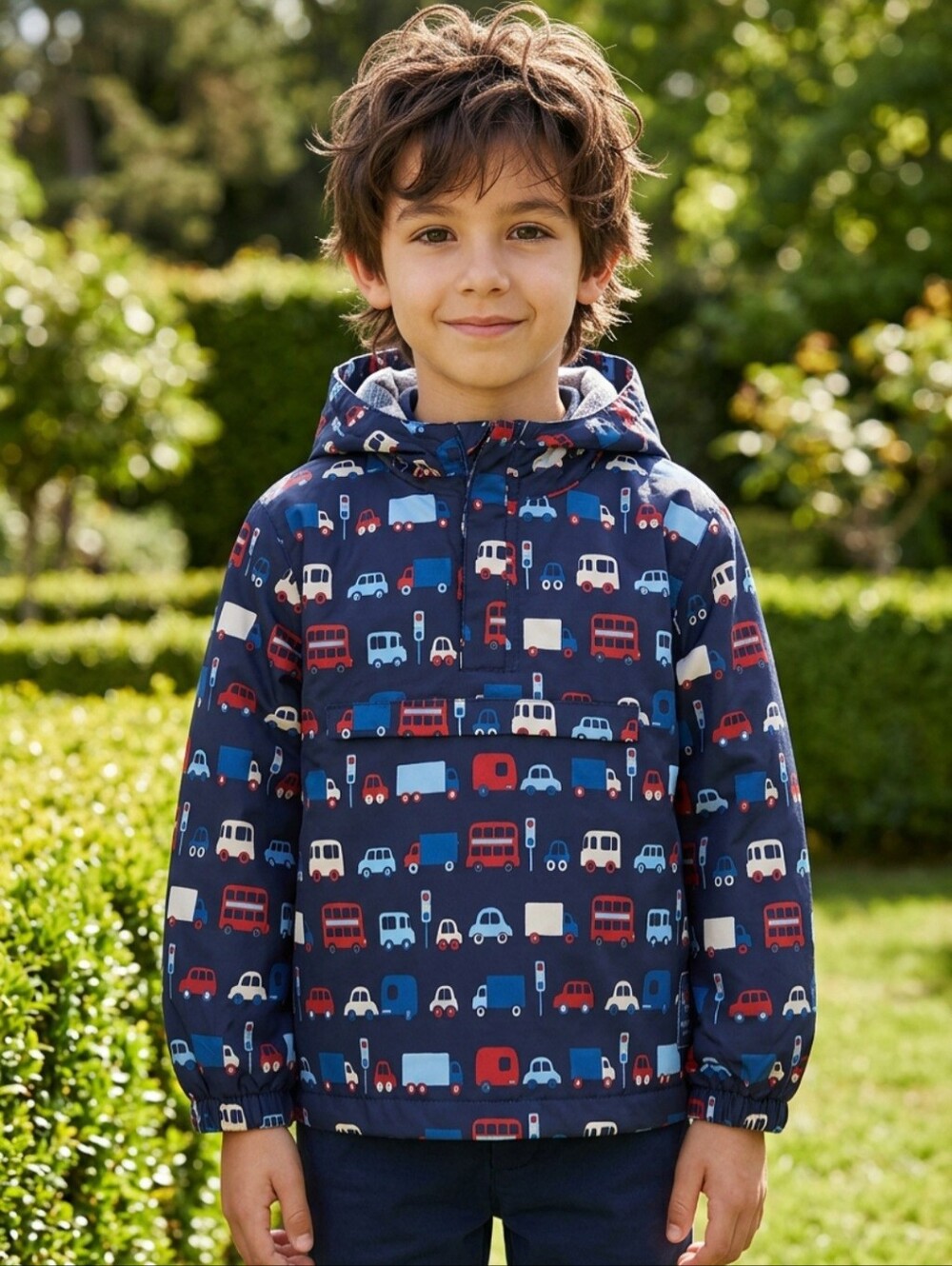 Jojo Maman Bebe waterproo Kids Waterproof Jacket with Vehicle Print